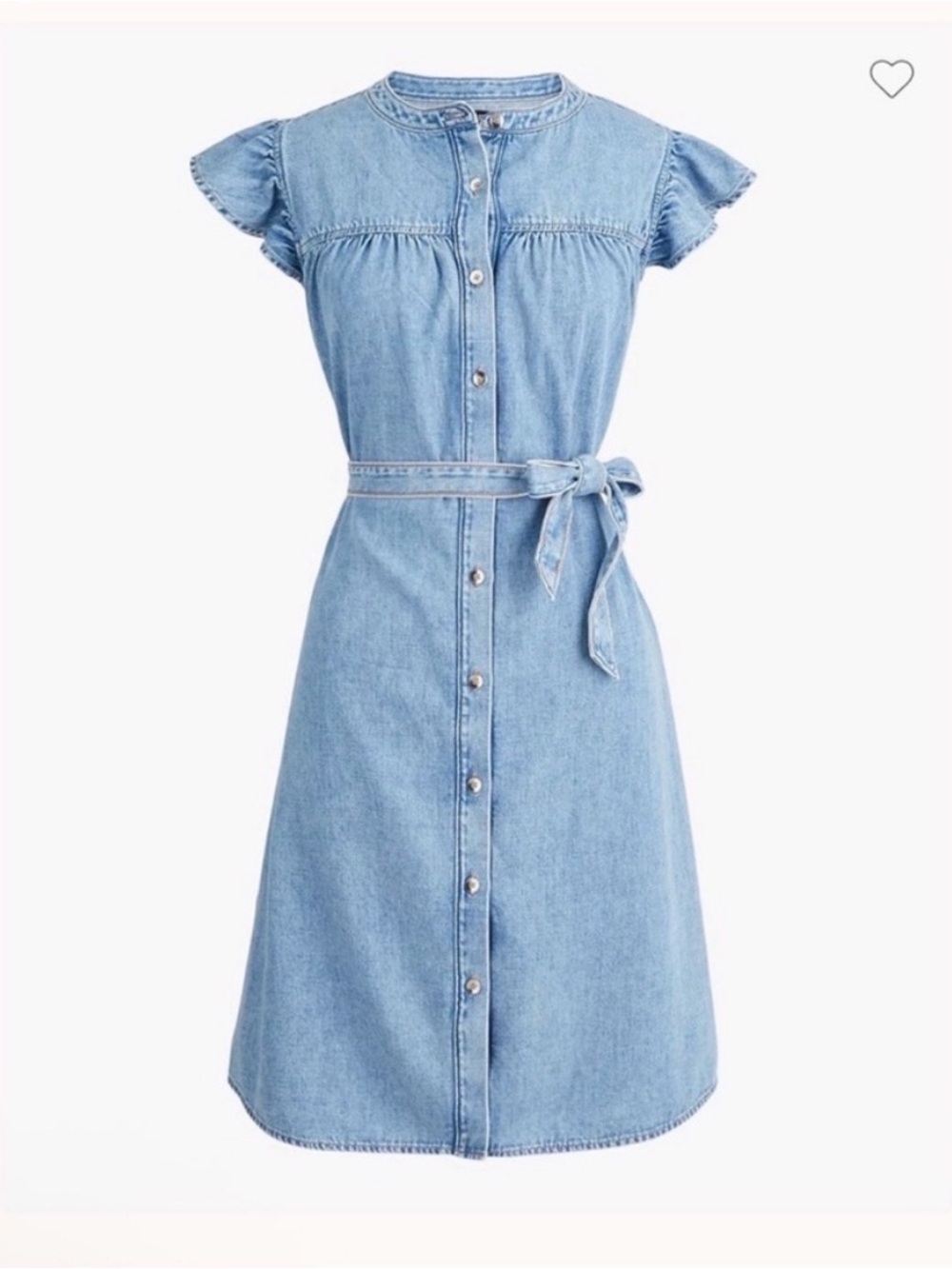 J Crew Factory Light Blue Denim Belted Button-Front Dress